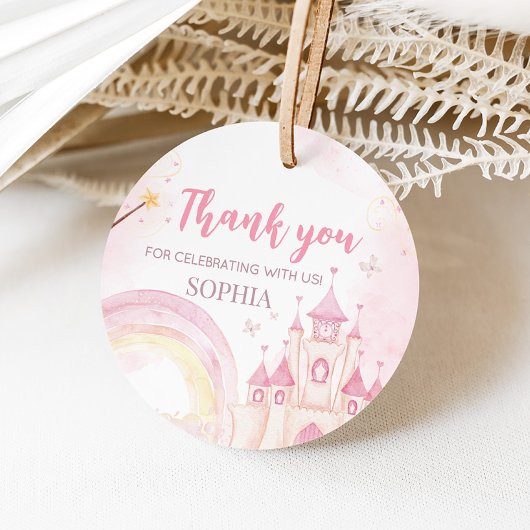 Roze prinses 4e verjaardag bedankjes labels