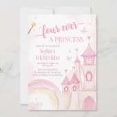 Roze prinses 4e verjaardag kaart (Voorkant)