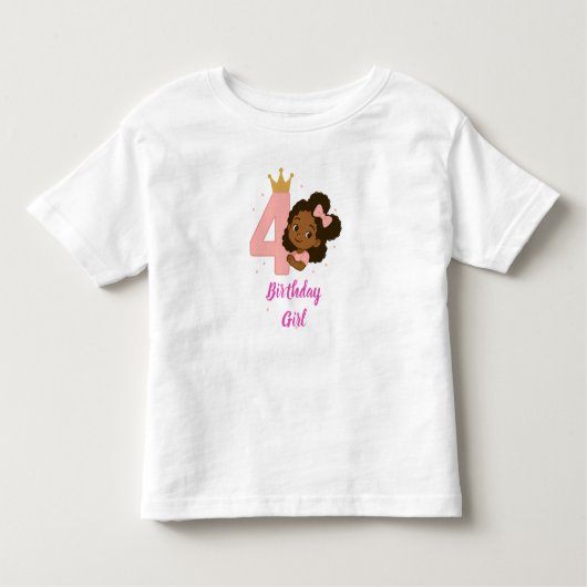 Roze prinses 4e verjaardag ontwerp kinder shirts (Voorkant)