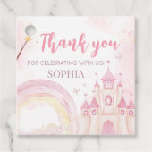 Roze prinses 4e verjaardagsfeestje bedankjes labels (Voorkant)