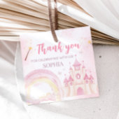 Roze prinses 4e verjaardagsfeestje bedankjes labels