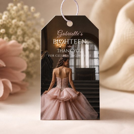 Roze Prinses Achttien Bedankt Tag Cadeaulabel