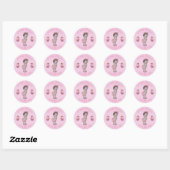  Roze Prinses Baby & Cupcakes Douche Ronde Sticker (Vel)