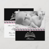 Roze Prinses Baby Geboorte Aankondigingen (Voorkant / Achterkant)