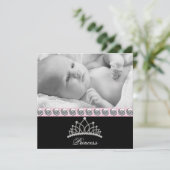 Roze Prinses Baby Geboorte Aankondigingen (Staand voorkant)