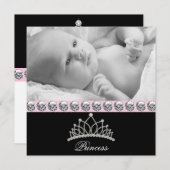Roze prinses Baby geboortekaartje Aankondiging (Voorkant / Achterkant)