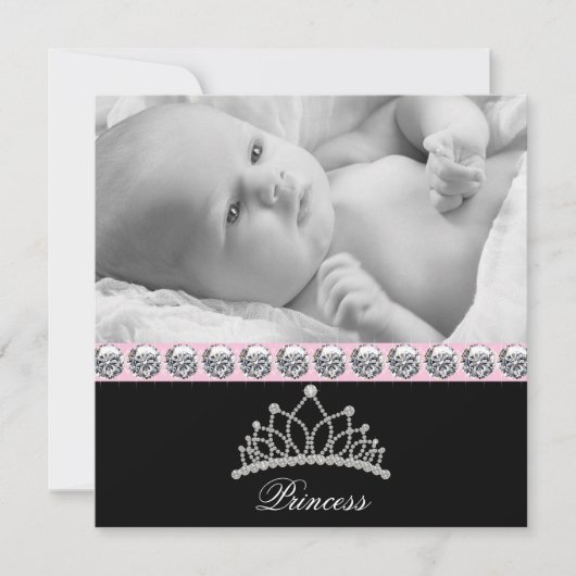 Roze prinses Baby geboortekaartje Aankondiging (Voorkant)