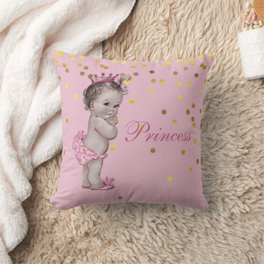 Roze  prinses Baby Gold Confetti Kussen (Deken)