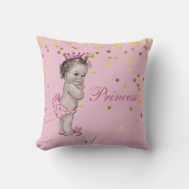 Roze  prinses Baby Gold Confetti Kussen