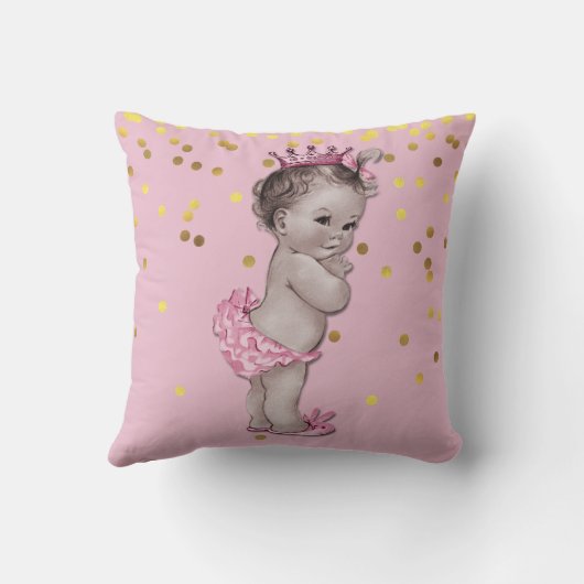 Roze  prinses Baby Gold Confetti Kussen (Achterkant)