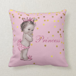 Roze  prinses Baby Gold Confetti Kussen