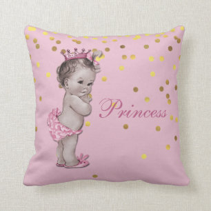 Roze  prinses Baby Gold Confetti Kussen
