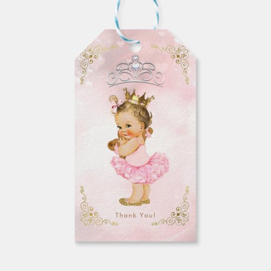 Roze Prinses  Baby Meisje Douche Favor Cadeaulabel (Achterkant)