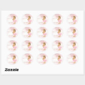 Roze Prinses  Baby Meisje Douche Favor Ronde Sticker (Vel)
