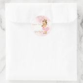 Roze Prinses  Baby Meisje Douche Favor Ronde Sticker (Tas)
