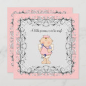 Roze prinses Baby meisje douche Kaart (Voorkant / Achterkant)