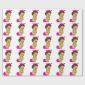 Roze Prinses Baby Meisje Douche Wrapping Paper Cadeaupapier (Vlak)