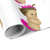 Roze Prinses Baby Meisje Douche Wrapping Paper Cadeaupapier (Rol Hoek)