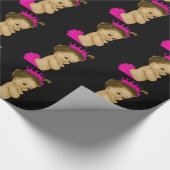 Roze Prinses Baby Meisje Douche Wrapping Paper Cadeaupapier (Hoek)