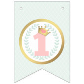 Roze Prinses Baby Meisje Eerste Verjaardag Party D Vlaggetjes (Eerste vlag)