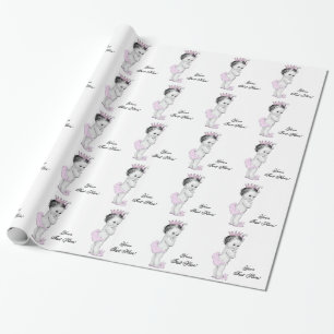 Roze Prinses Baby Meisje Shower Inpakpapier