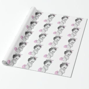 Roze Prinses Baby Meisje Shower Inpakpapier