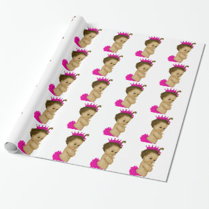 Roze Prinses Baby Meisje Shower Inpakpapier