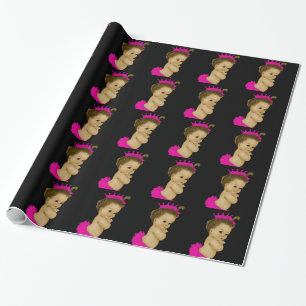 Roze Prinses Baby Meisje Shower Inpakpapier