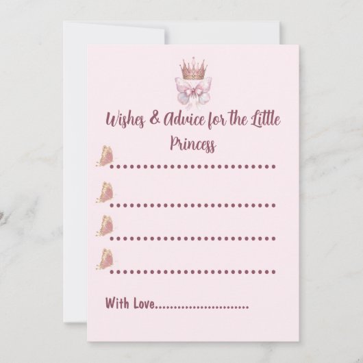 Roze Prinses Baby Shower Advieskaart (Voorkant)
