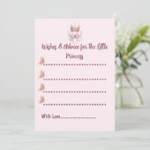 Roze Prinses Baby Shower Advieskaart (Staand voorkant)
