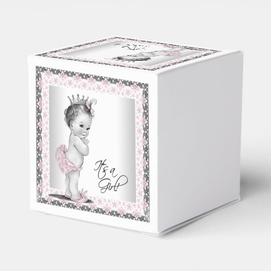  roze prinses Baby shower Bedankdoosjes (Achterkant)