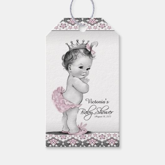  roze prinses Baby shower Cadeaulabel (Voorkant)