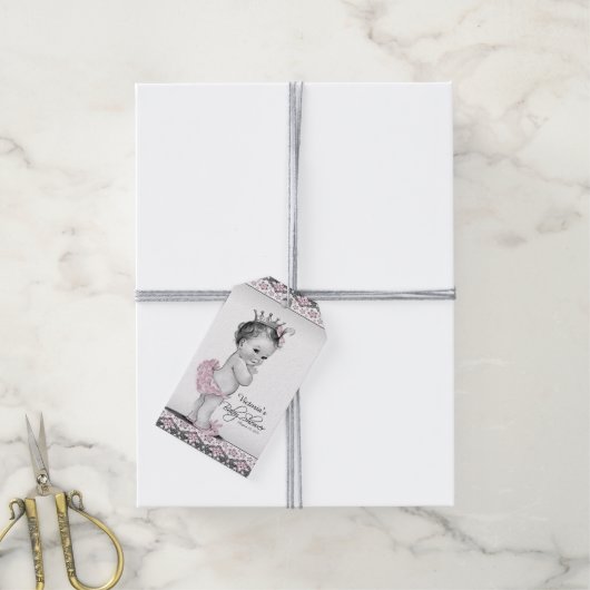  roze prinses Baby shower Cadeaulabel (Met Touw)