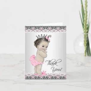  roze prinses Baby shower Dank je kaarten