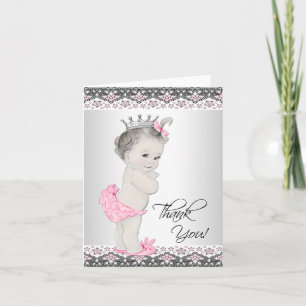 roze prinses Baby shower Dank je kaarten