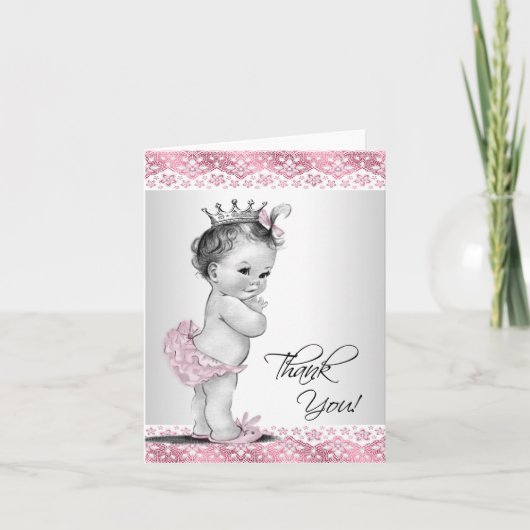 Roze Prinses Baby shower Dank u kaarten (Voorkant)