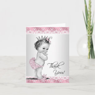 Roze Prinses Baby shower Dank u kaarten