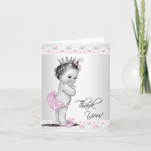 Roze Prinses Baby shower Dank u kaarten (Voorkant)
