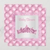 roze prinses baby shower diamanten tiara kaart (Voorkant / Achterkant)