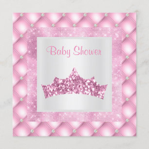 roze prinses baby shower diamanten tiara kaart