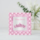 roze prinses baby shower diamanten tiara kaart (Staand voorkant)