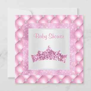 roze prinses baby shower diamanten tiara kaart