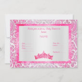roze prinses baby shower lace tiara bright kaart (Achterkant)