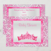 roze prinses baby shower lace tiara bright kaart (Voorkant / Achterkant)