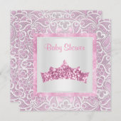 roze prinses baby shower lace tiara kaart (Voorkant / Achterkant)