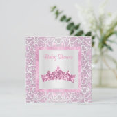 roze prinses baby shower lace tiara kaart (Staand voorkant)