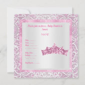 roze prinses baby shower lace tiara kaart (Achterkant)