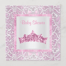 roze prinses baby shower lace tiara kaart