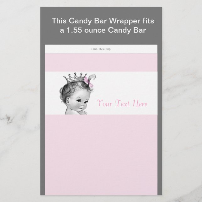Roze prinses Baby shower Snoep Bar Wrapper (Voorkant)