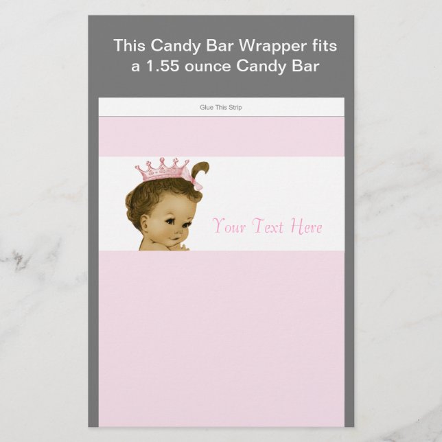 Roze prinses Baby shower Snoep Bar Wrapper (Voorkant)
